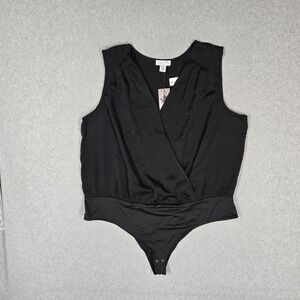 Sofia Jeans By Sofia Vergara Women Bodysuit XXL Black Crossover NWT